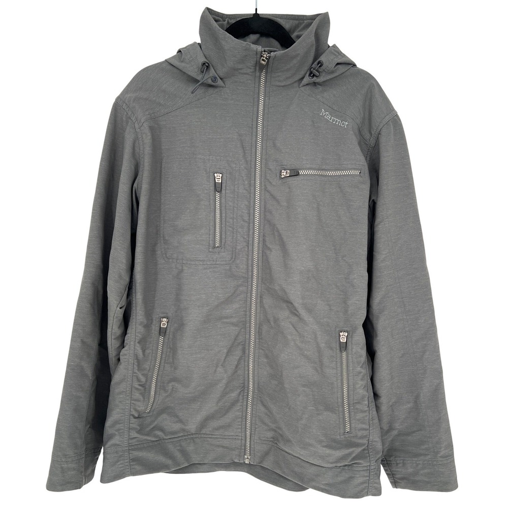 Marmot Soft Shell Hooded Jacket Women's Large Gray Outdoor Hiking‎ Camping EUC
